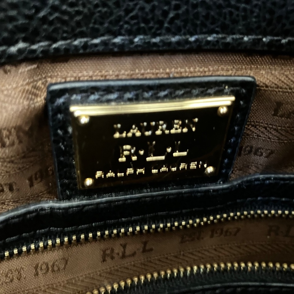 Ralph Lauren Large Black Vintage Pebbled Leather Lauren Bag - Picture 7 of 16